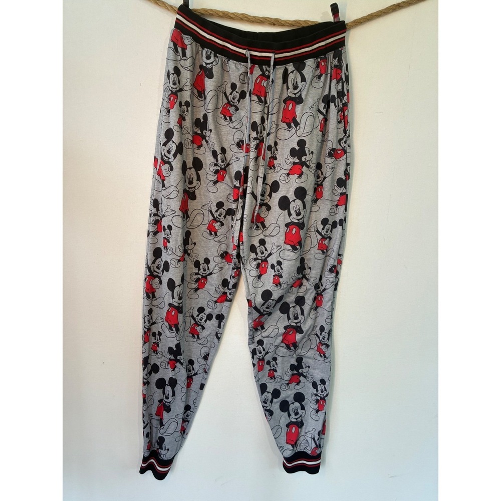 Disney Pajama Pants Mickey Mouse All Over Print Mens Medium Gray Excellent